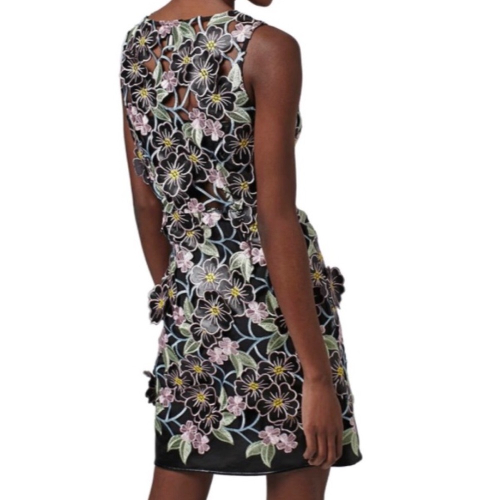 Like New Topshop Floral Appliqué & Vegan Leather Dress - Picture 2 of 15